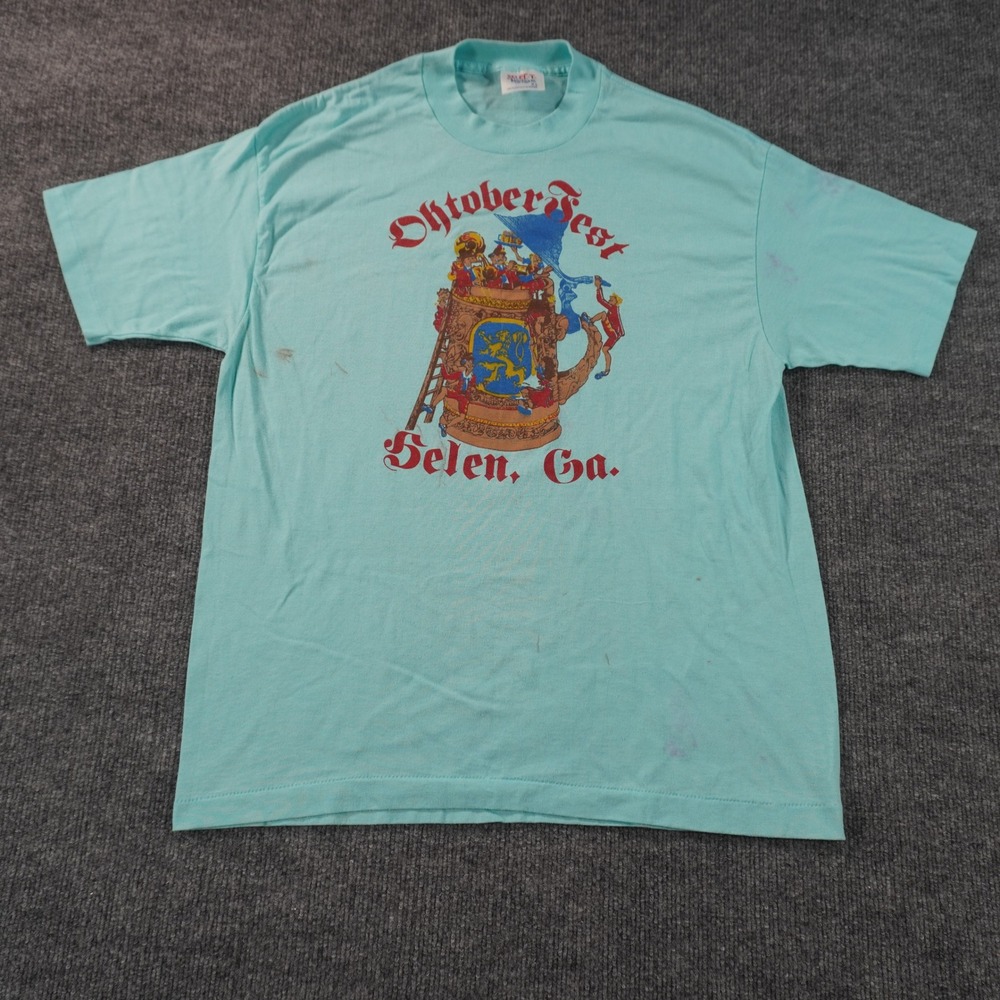 Vintage Oktoberfest Helen GA T Shirt Mens XL Teal Thin Jays 90s Single Stitch